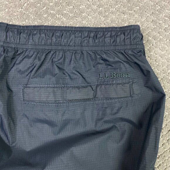 LL Bean Rain Pants Men's Medium Black Waterproof TEK Nylon Drawstring Ankle Zip - Picture 5 of 12
